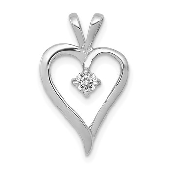 14k White Gold 1/10 carat AA Diamond Heart Pendant