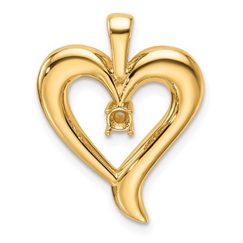 14k Holds 1-2.9mm Stone Heart Pendant Mounting