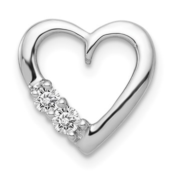 14k White Gold 1/10 carat Diamond Heart Chain Slide