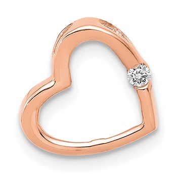 14k Rose Gold Holds 1/1.7mm Stone Heart Chain Slide Mounting