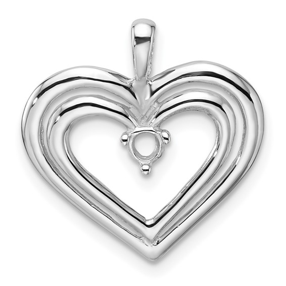 9pcs CZ Pave Silver Heart Charms 8x6mm, Rhodium Plated Brass Heart
