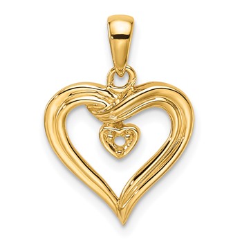 14k Holds 1-1.6mm Stone Heart Pendant Mounting