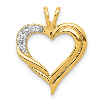 14k Holds 2-1.4mm/2-1.6mm Stones Heart Pendant Mounting