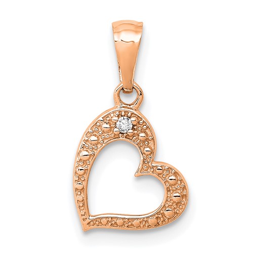 10K Rose Gold .01ct. Diamond Heart Pendant