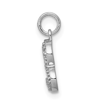 14k White Gold 1/20 carat Diamond Curved Heart Charm — alternate view