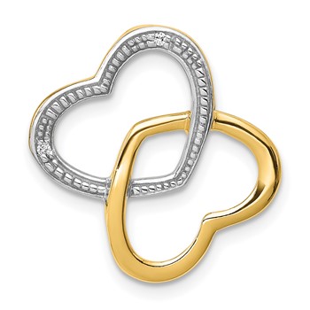 14k and White Rhodium .01 carat Diamond Double Entwined Heart Chain Slide