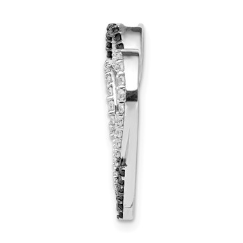 14k White Gold Black and White Diamond Entwined Heart Chain Slide — alternate view