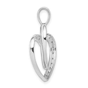 14k White Gold 1/10 carat Diamond Entwined Hearts Pendant — alternate view