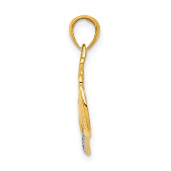 14k .02 carat Diamond MOMMY Double Heart pendant — alternate view