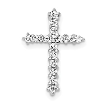 14k White Gold 1/4 carat AA Diamond Cross Chain Slide