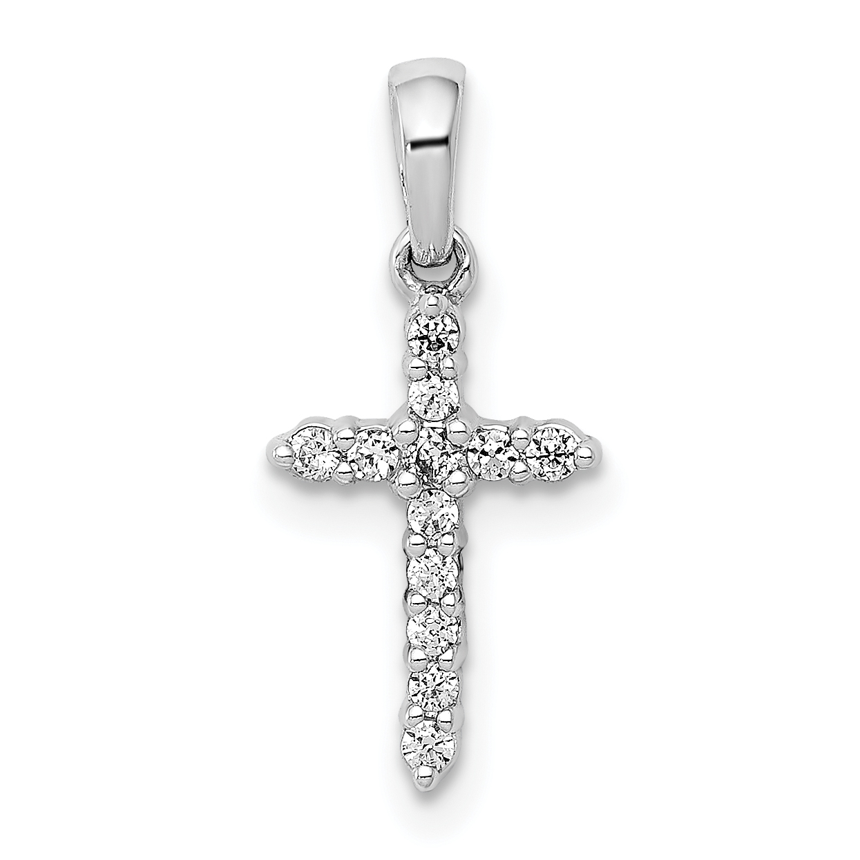 10k White Gold 1/10ct Lab Grown Diamond VS/SI+ G+ Comp Cross Pendant