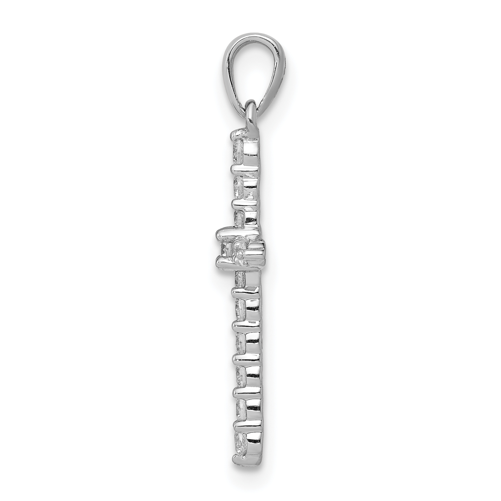 Lab Grown Diamond 1/4 carat Complete Cross Pendant Charm Real 14k White Gold detailed image 2