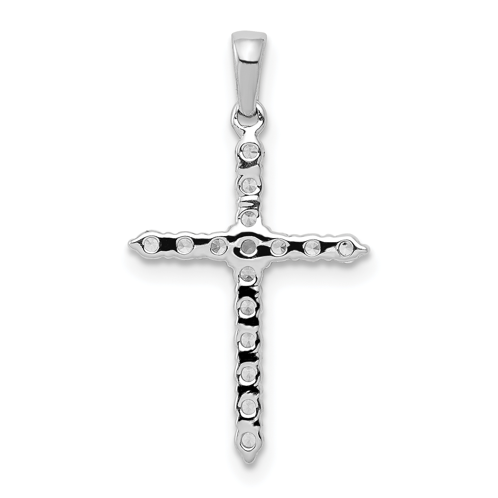 Lab Grown Diamond 1/4 carat Complete Cross Pendant Charm Real 14k White Gold detailed image 3