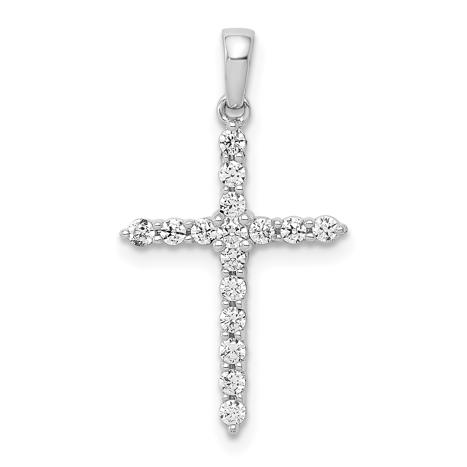 Lab Grown Diamond 1/4 carat Complete Cross Pendant Charm Real 14k White Gold main product image