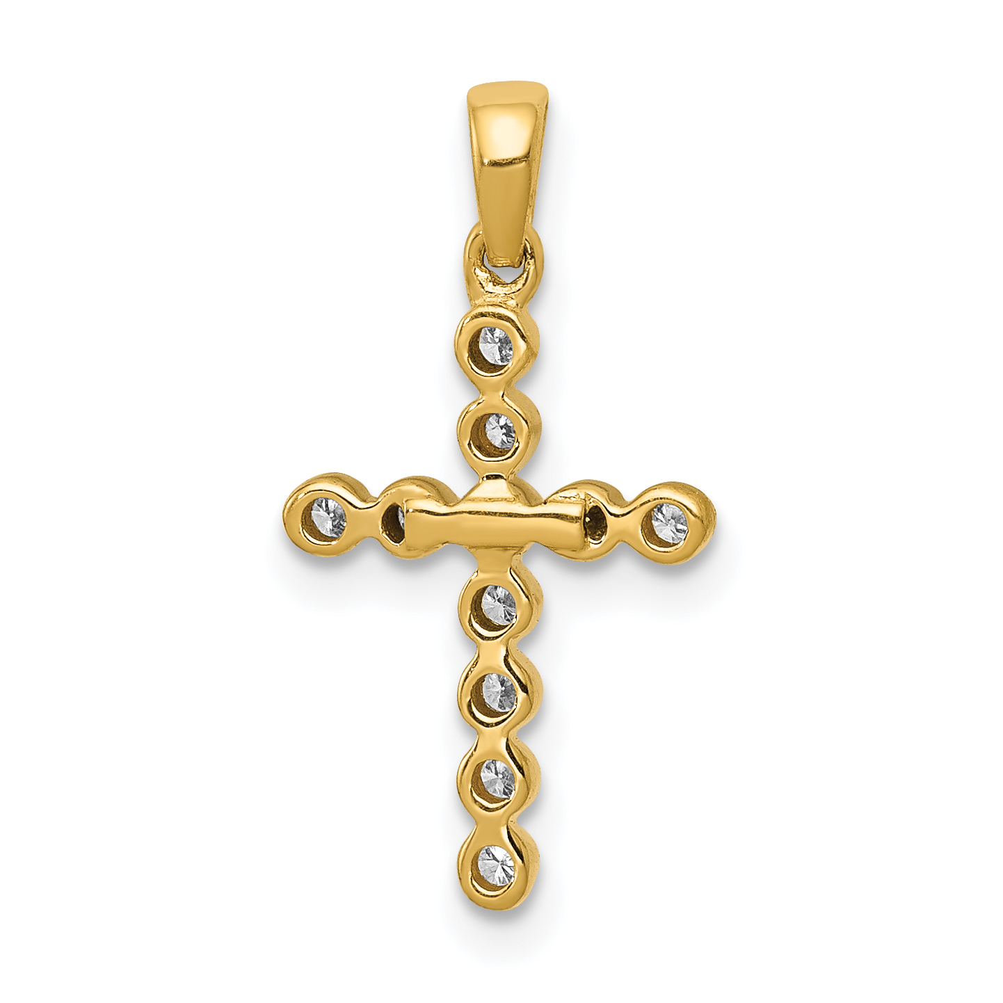 Diamond 1/10 carat Cross Charm Pendant 14k Yellow Gold 20.5x10.5mm Religious detailed image 3