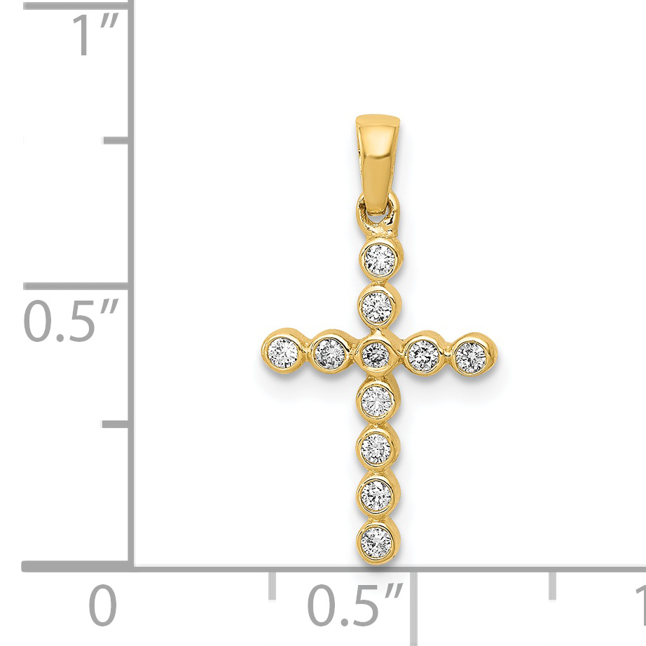 Diamond 1/10 carat Cross Charm Pendant 14k Yellow Gold 20.5x10.5mm Religious detailed image 4
