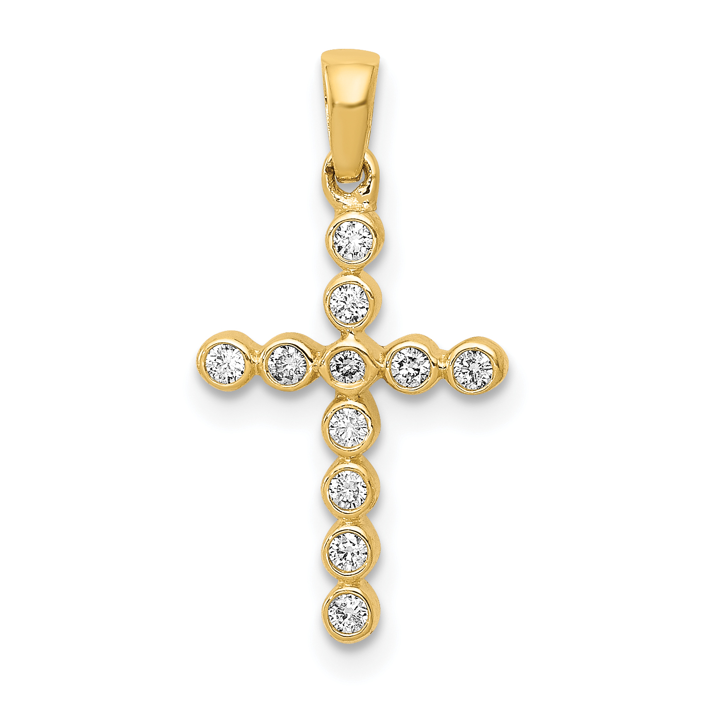 Diamond 1/10 carat Cross Charm Pendant 14k Yellow Gold 20.5x10.5mm Religious main product image