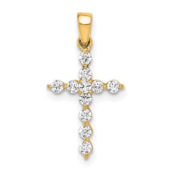 14K Yellow Gold Lab Grown Diamond VS/SI+ G+ Cross Pendant