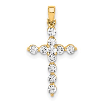 14k Yellow Gold Diamond Cross Pendant