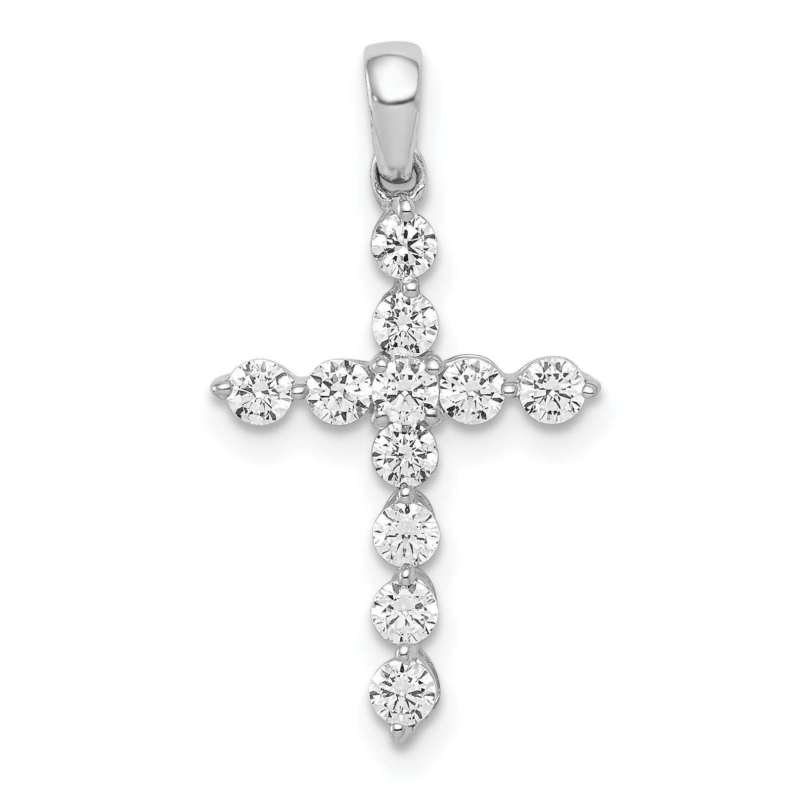 Lab Grown Diamond 1/2 carat Complete Cross Charm Pendant 14k White Gold main product image