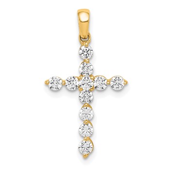 14K Yellow Gold Lab Grown Diamond VS/SI+ G+ Cross Pendant