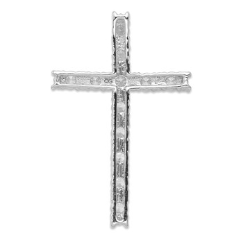 14k White Gold Diamond Latin Cross Pendant, VS dias — alternate view