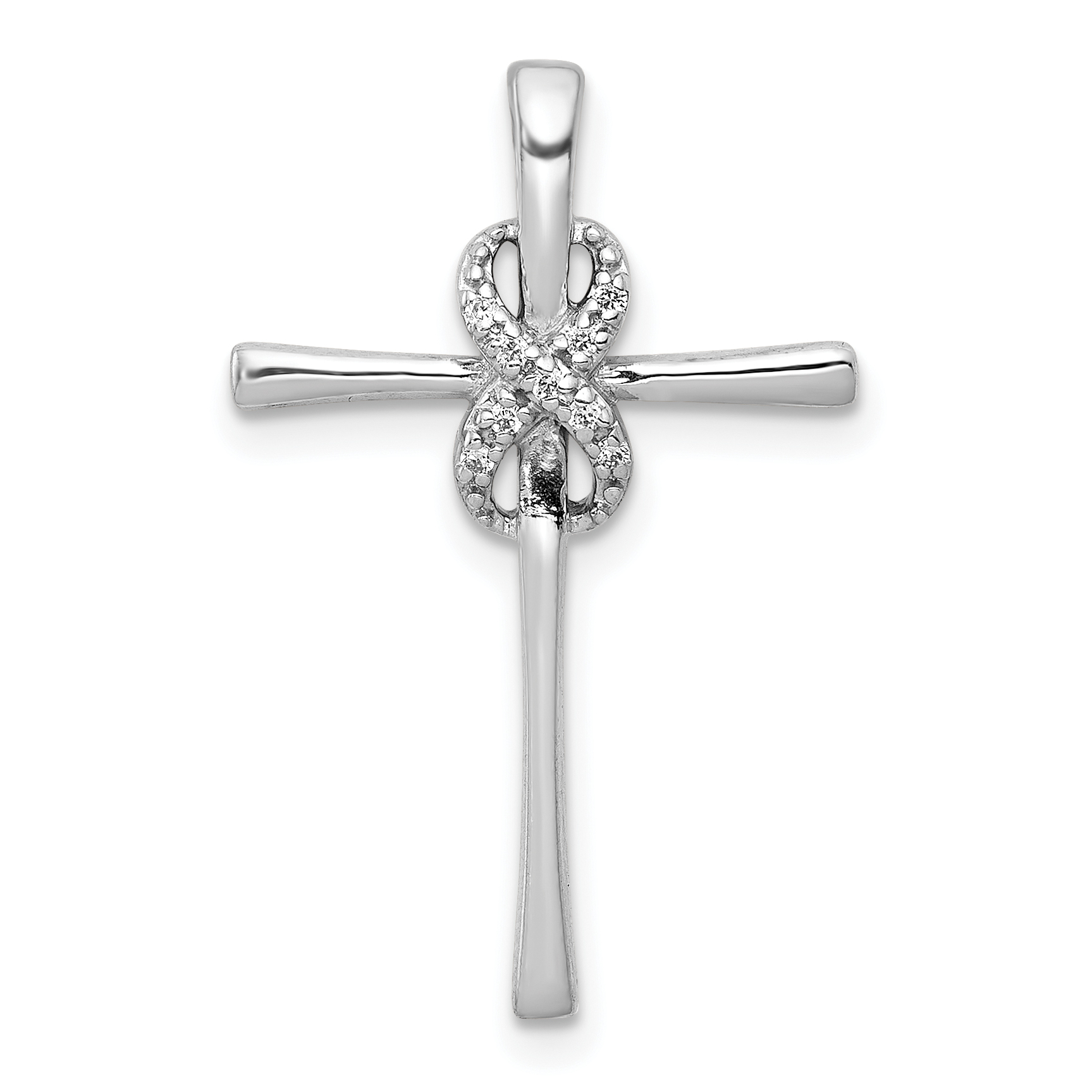 10K White Gold .03 carat Diamond Infinity Cross Chain Slide