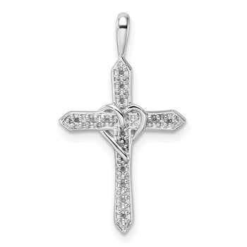 14k White Gold Heart Cross Pendant Mounting
