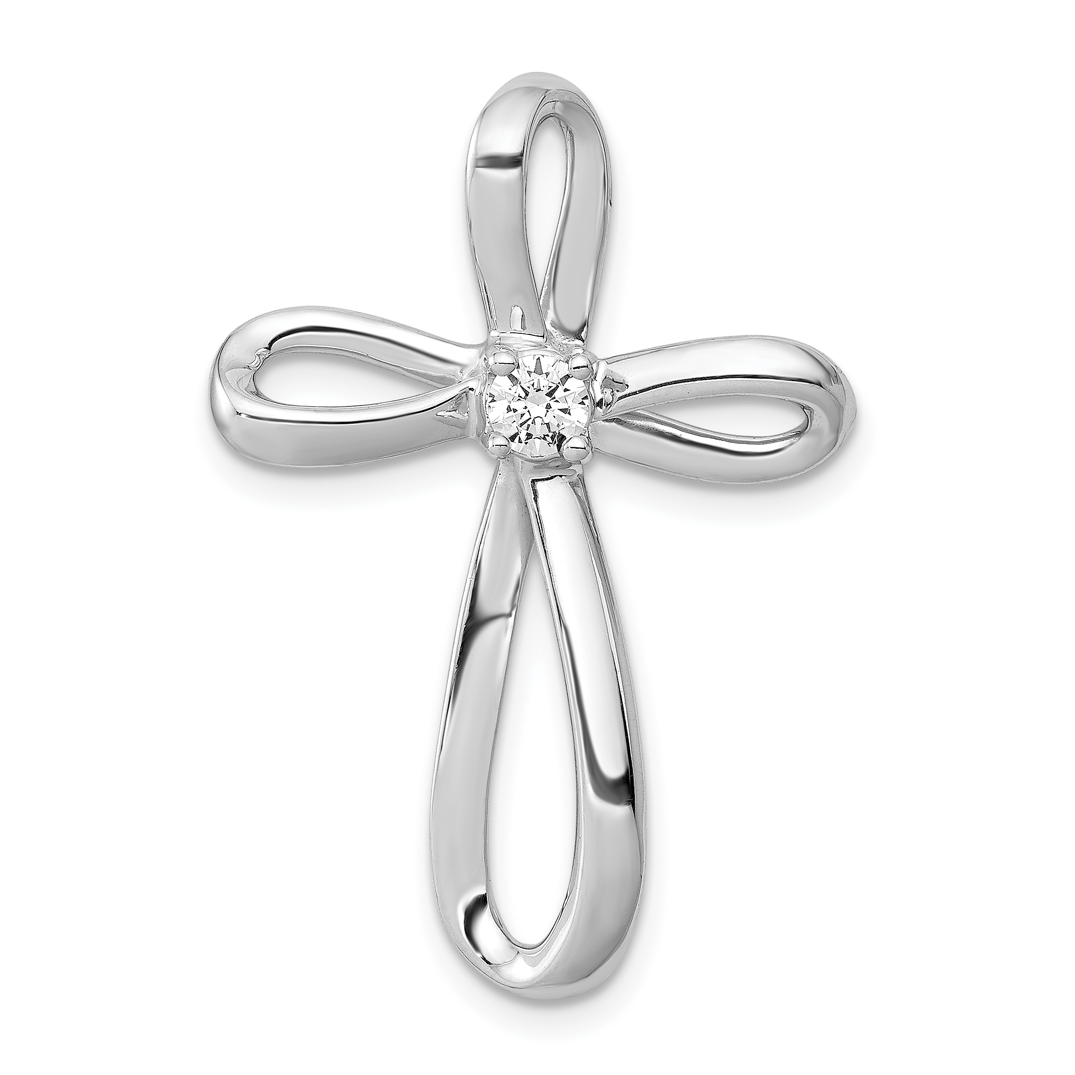 10K White Gold 1/6 carat Diamond Cross Slide Pendant
