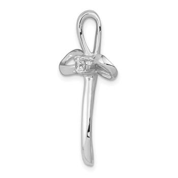 14k White Gold 1/6 carat Diamond Cross Omega Slide Pendant — alternate view