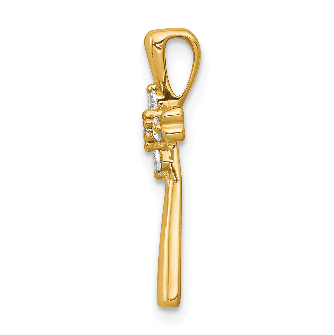 Diamond 1/6 carat 5-Stone Cross Chain Slide Pendant Charm Real 14k Yellow Gold detailed image 2