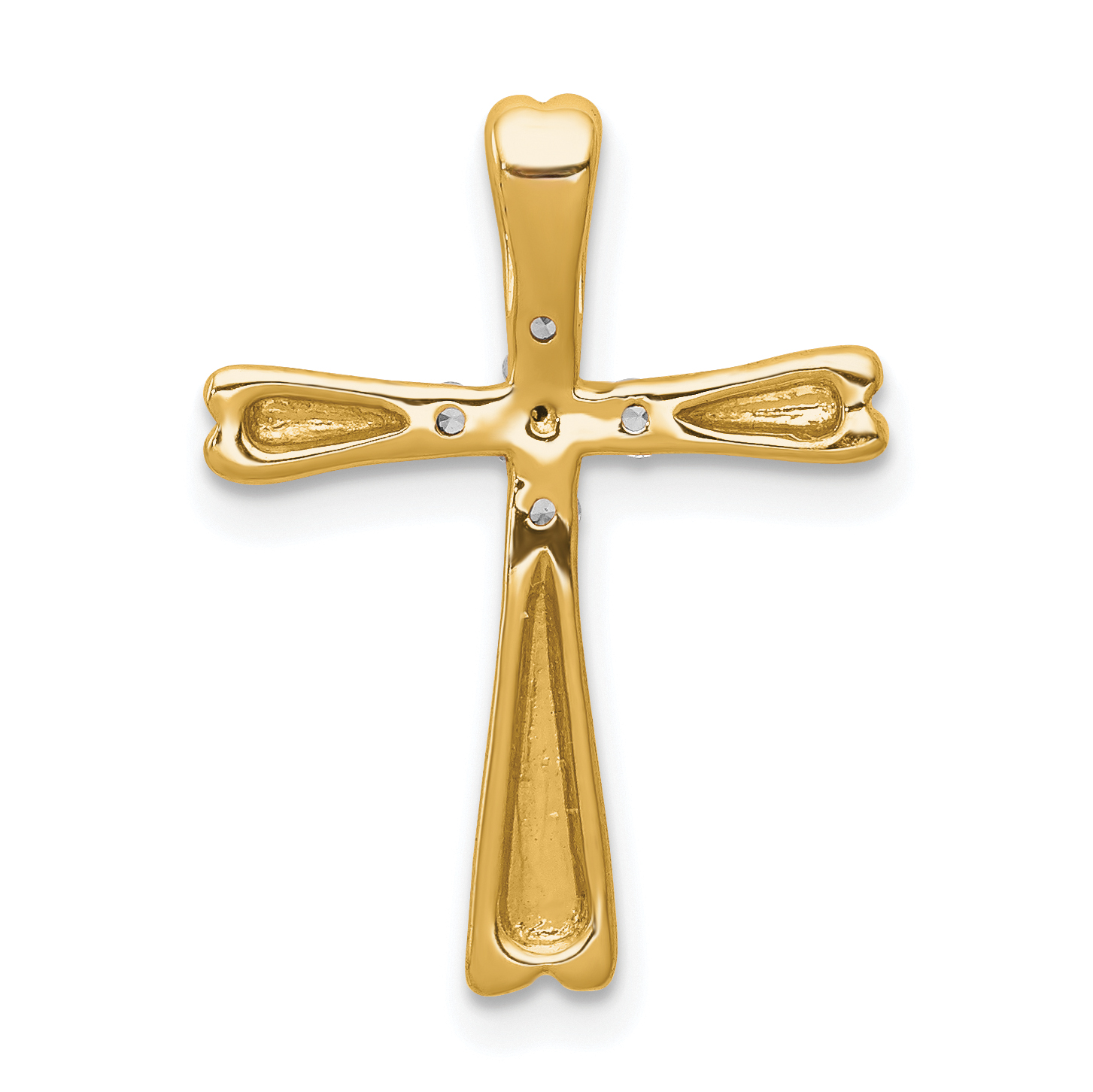 Diamond 1/6 carat 5-Stone Cross Chain Slide Pendant Charm Real 14k Yellow Gold detailed image 4