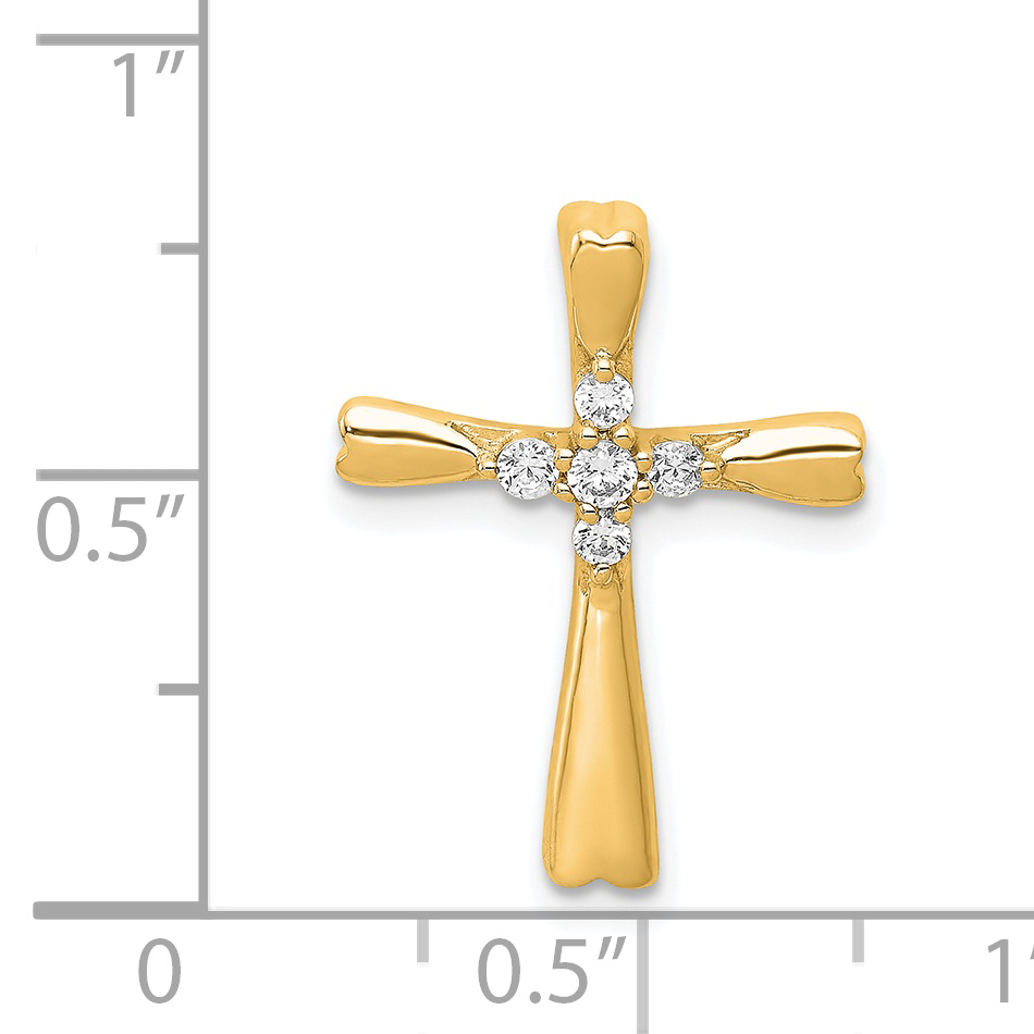 Diamond 1/6 carat 5-Stone Cross Chain Slide Pendant Charm Real 14k Yellow Gold detailed image 3