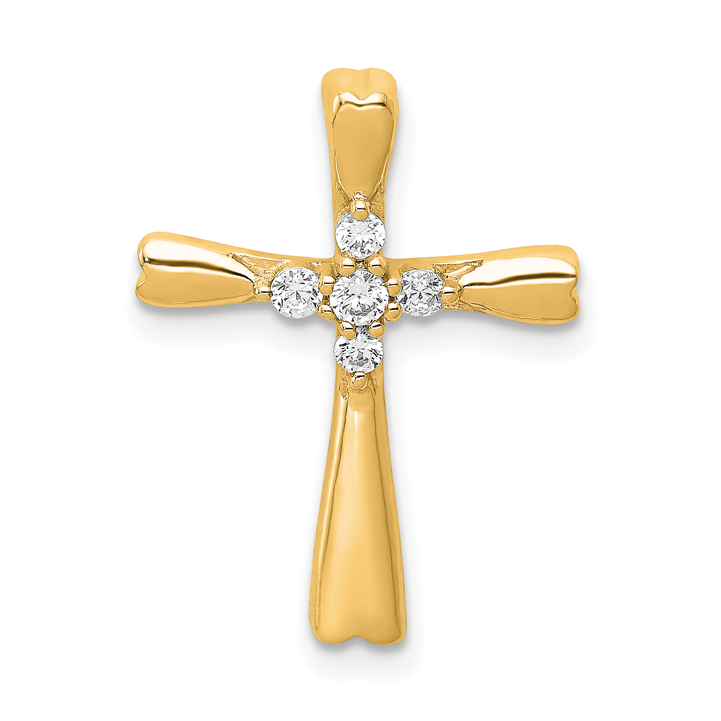 Diamond 1/6 carat 5-Stone Cross Chain Slide Pendant Charm Real 14k Yellow Gold main product image