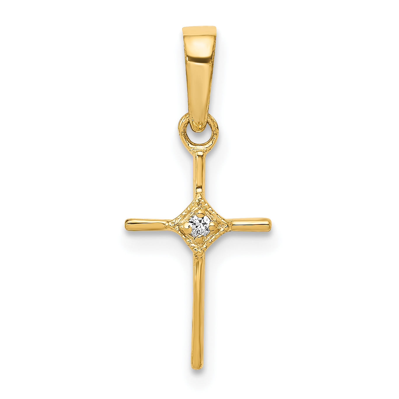 10K Small .01 carat Diamond Cross Pendant