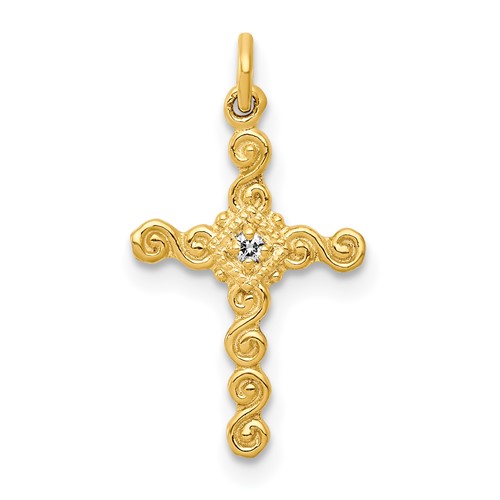 14k Small .01ct. Diamond Cross Charm