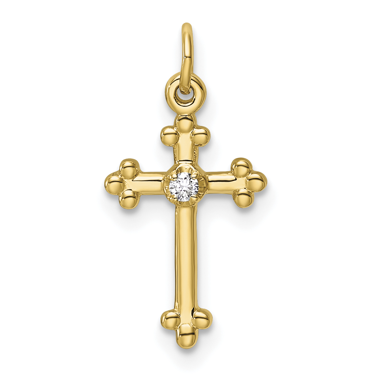10K Small Diamond Budded Cross Pendant
