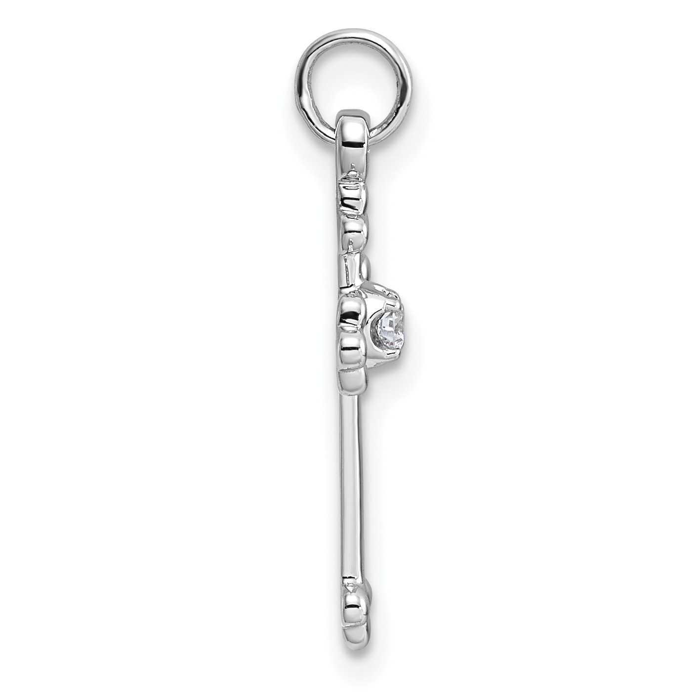 1/20ct. Lab Grown Dia Complete Budded Cross Pendant Charm Real 14k White Gold detailed image 2