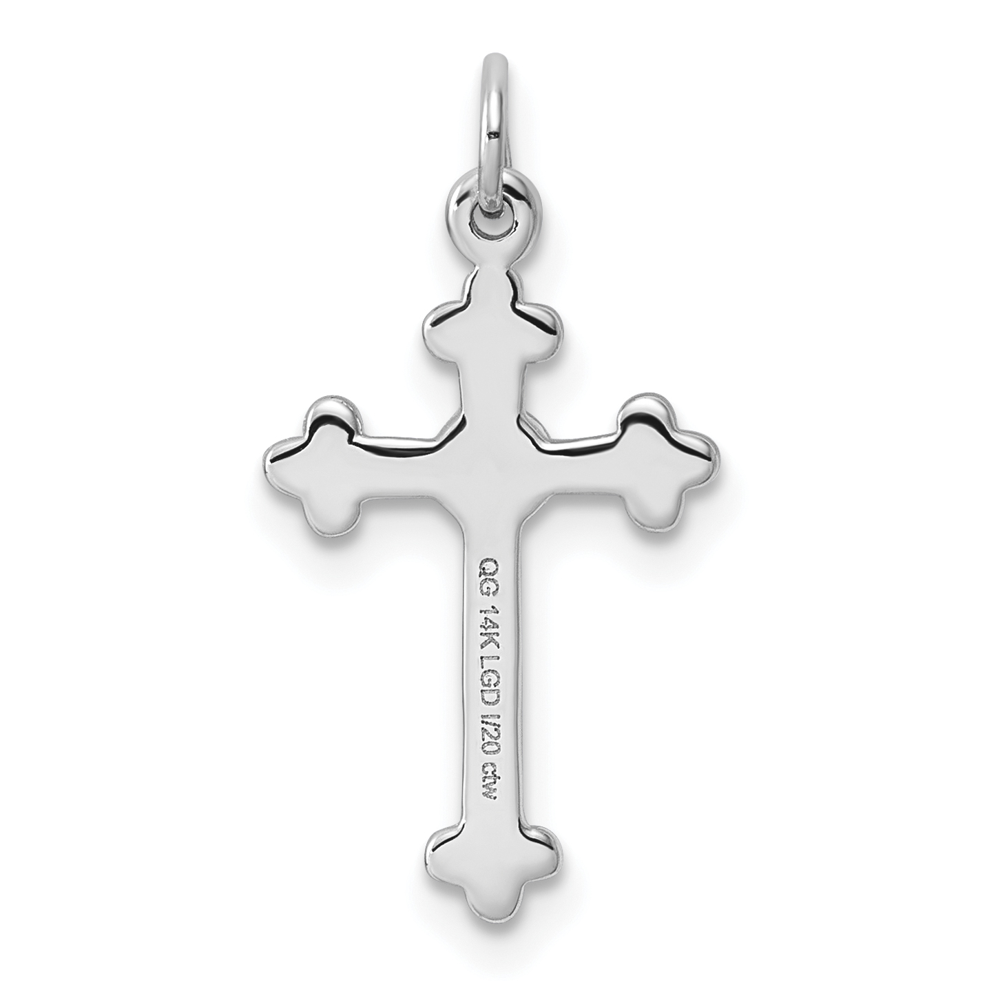 1/20ct. Lab Grown Dia Complete Budded Cross Pendant Charm Real 14k White Gold detailed image 3