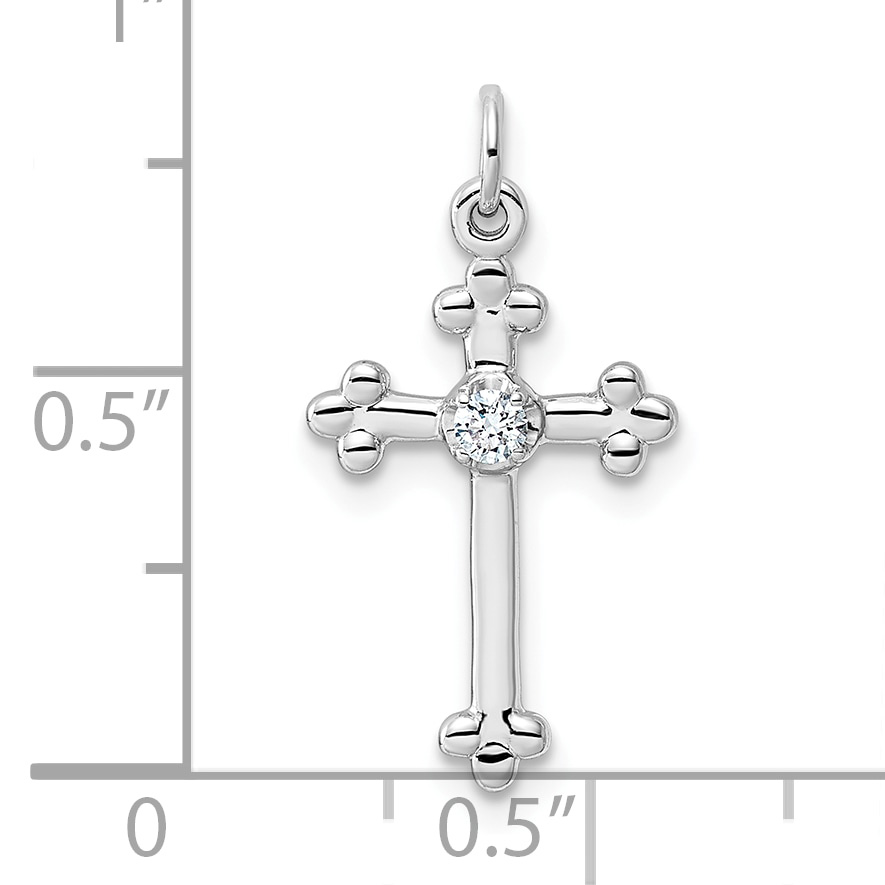 1/20ct. Lab Grown Dia Complete Budded Cross Pendant Charm Real 14k White Gold detailed image 4