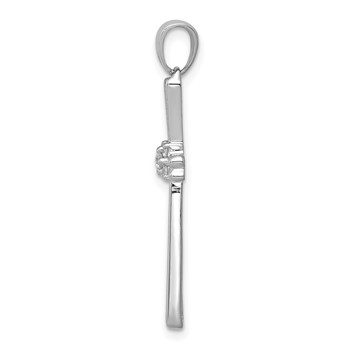 14k White Gold 1/20 carat Diamond Cross Pendant — alternate view