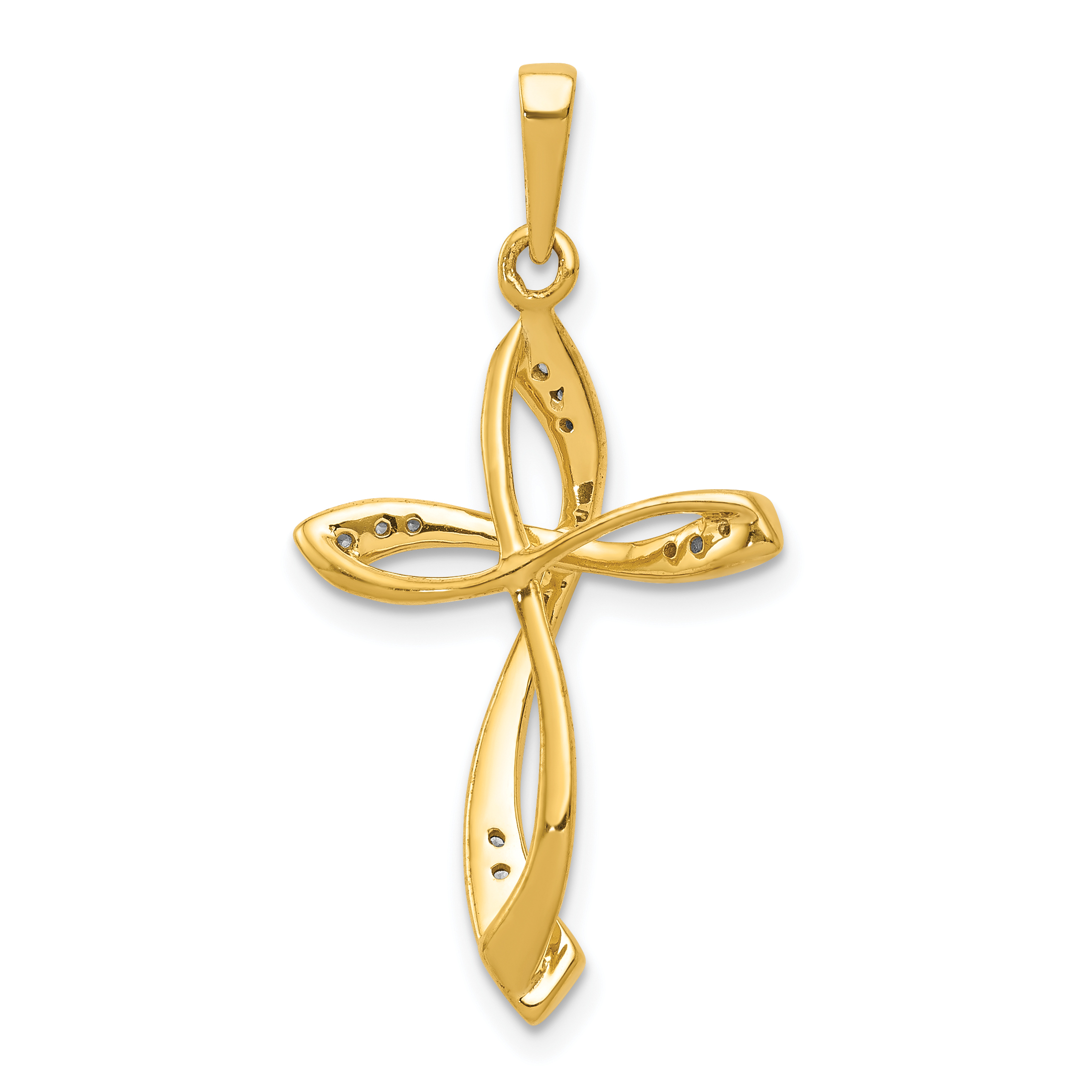 Lab Grown Diamond 1/15 carat Complete Cross Pendant Charm 14k Yellow Gold detailed image 3