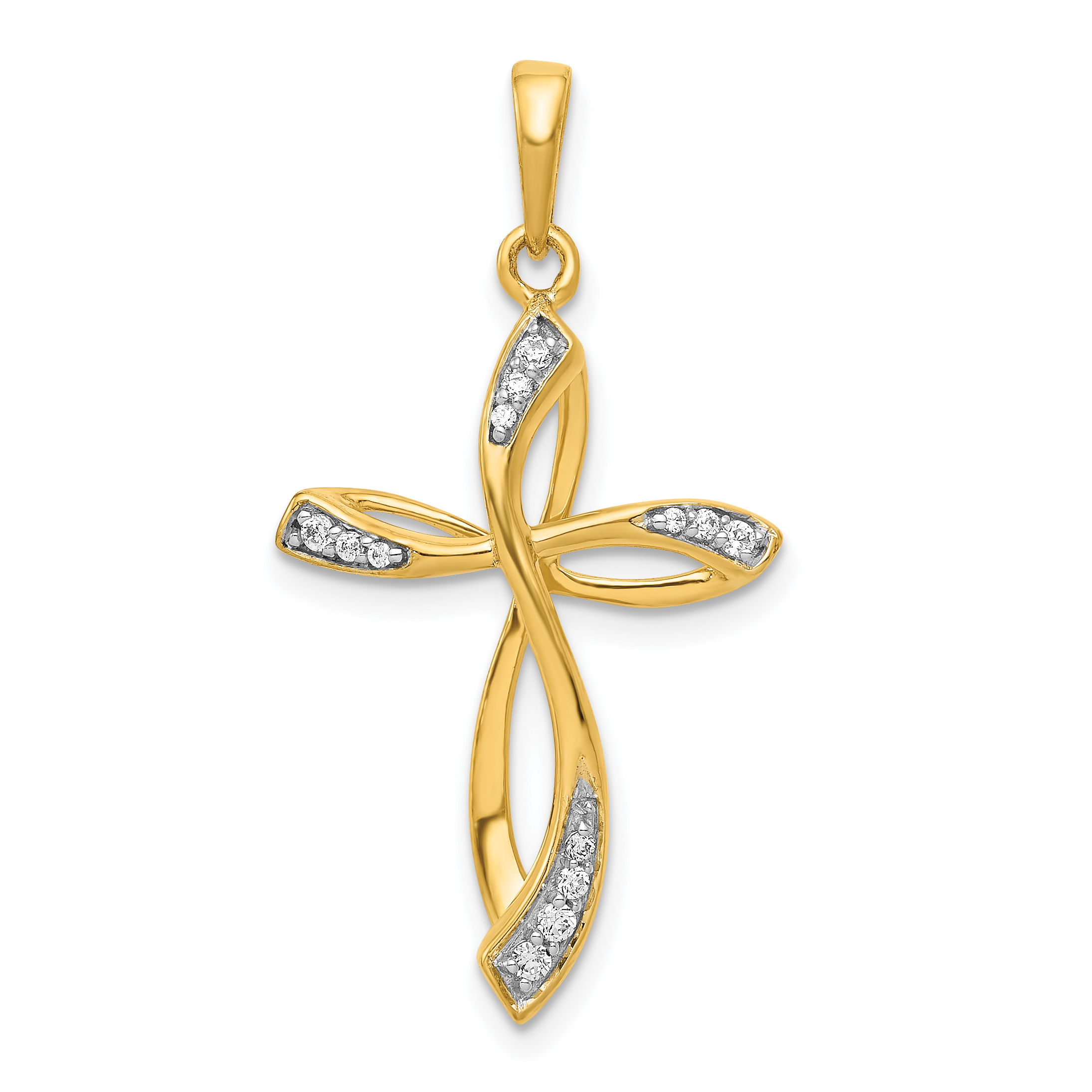 Lab Grown Diamond 1/15 carat Complete Cross Pendant Charm 14k Yellow Gold main product image