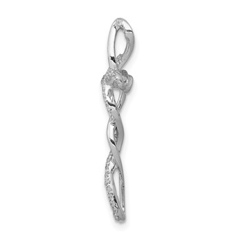 14k White Gold 1/6 carat Diamond Twisted Cross Chain Slide — alternate view