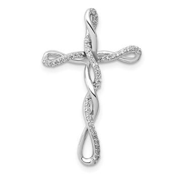 14k White Gold 1/6 carat Diamond Twisted Cross Chain Slide
