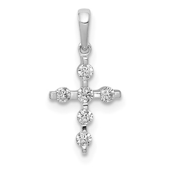 14k White Gold 1/6 carat Diamond Cross Pendant