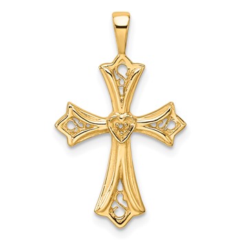 14k Cross with Heart Center Pendant Mounting