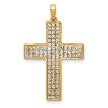 14k Yellow Gold 1/2ct. Diamond Latin Cross Pendant