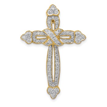 14k 5/8 carat Diamond Budded Cross Chain Slide