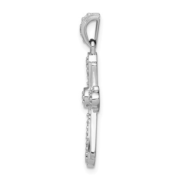 14k White Gold 1/10 carat Diamond Cross Pendant — alternate view